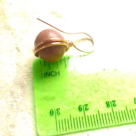 Medium Reddish-Brown Stone Drop Earrings ~ Rustic & Rugged Elemental Elegance - Picture 4 of 8